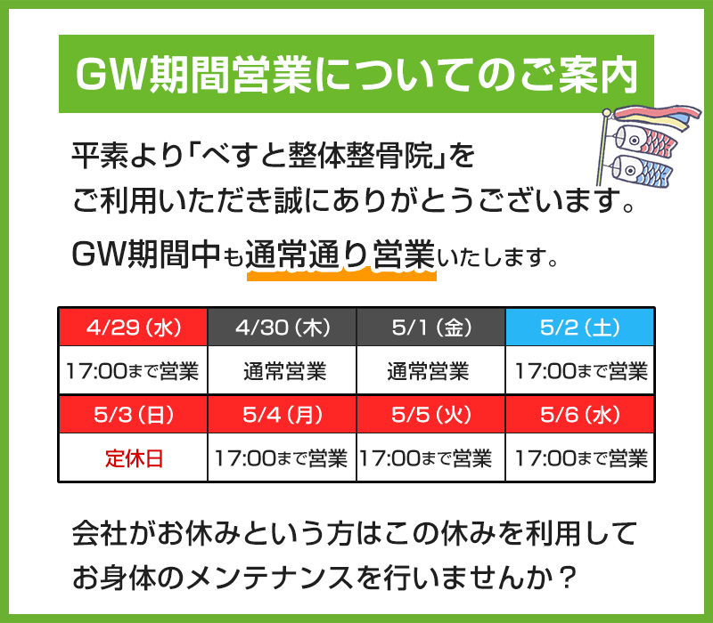 ゴールデンウィークの営業